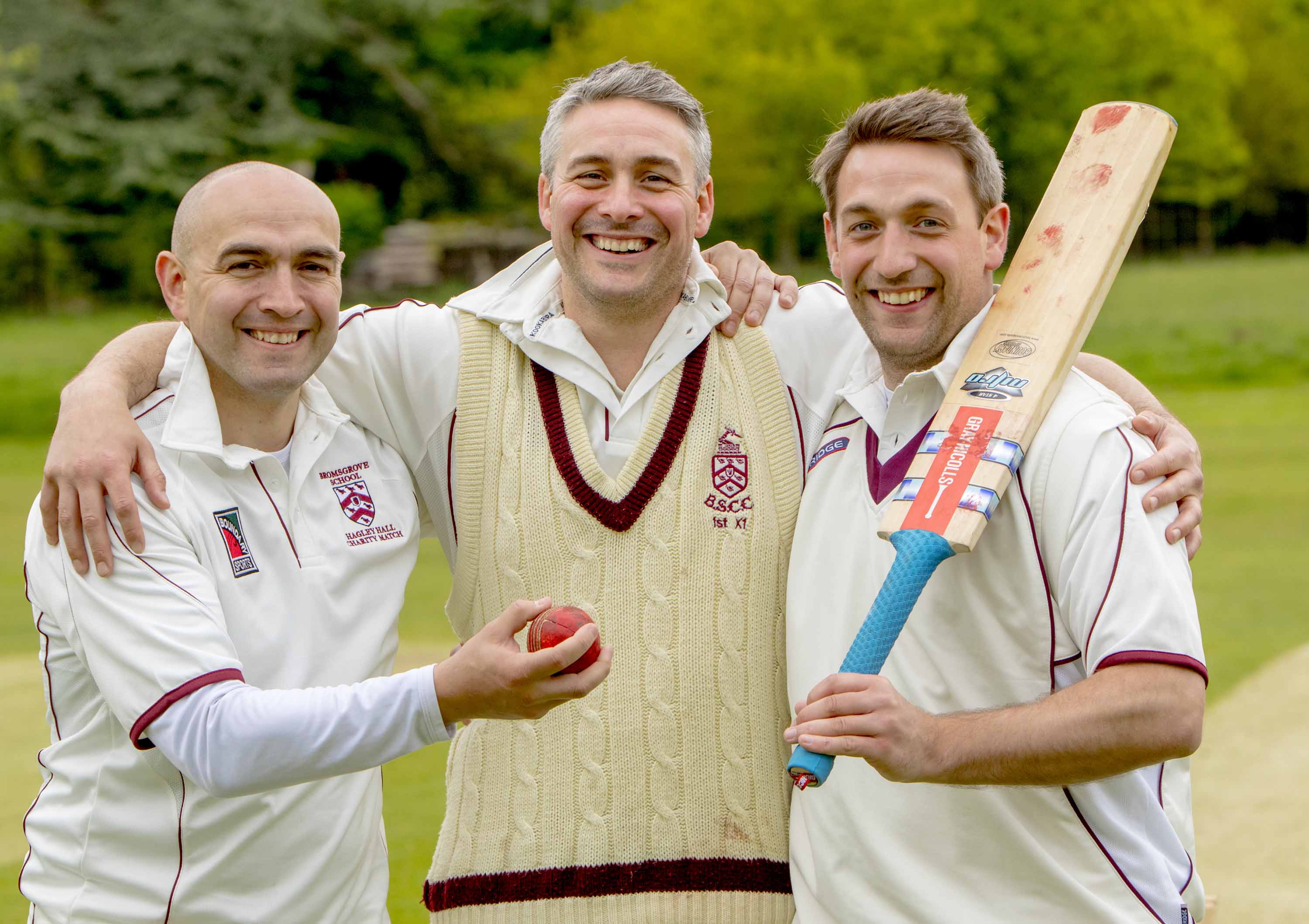 Old Bromsgrovians Peter, Richard and Rob Gough at the OB vs Lord Cobham's XI cricket match, 17th May 2015